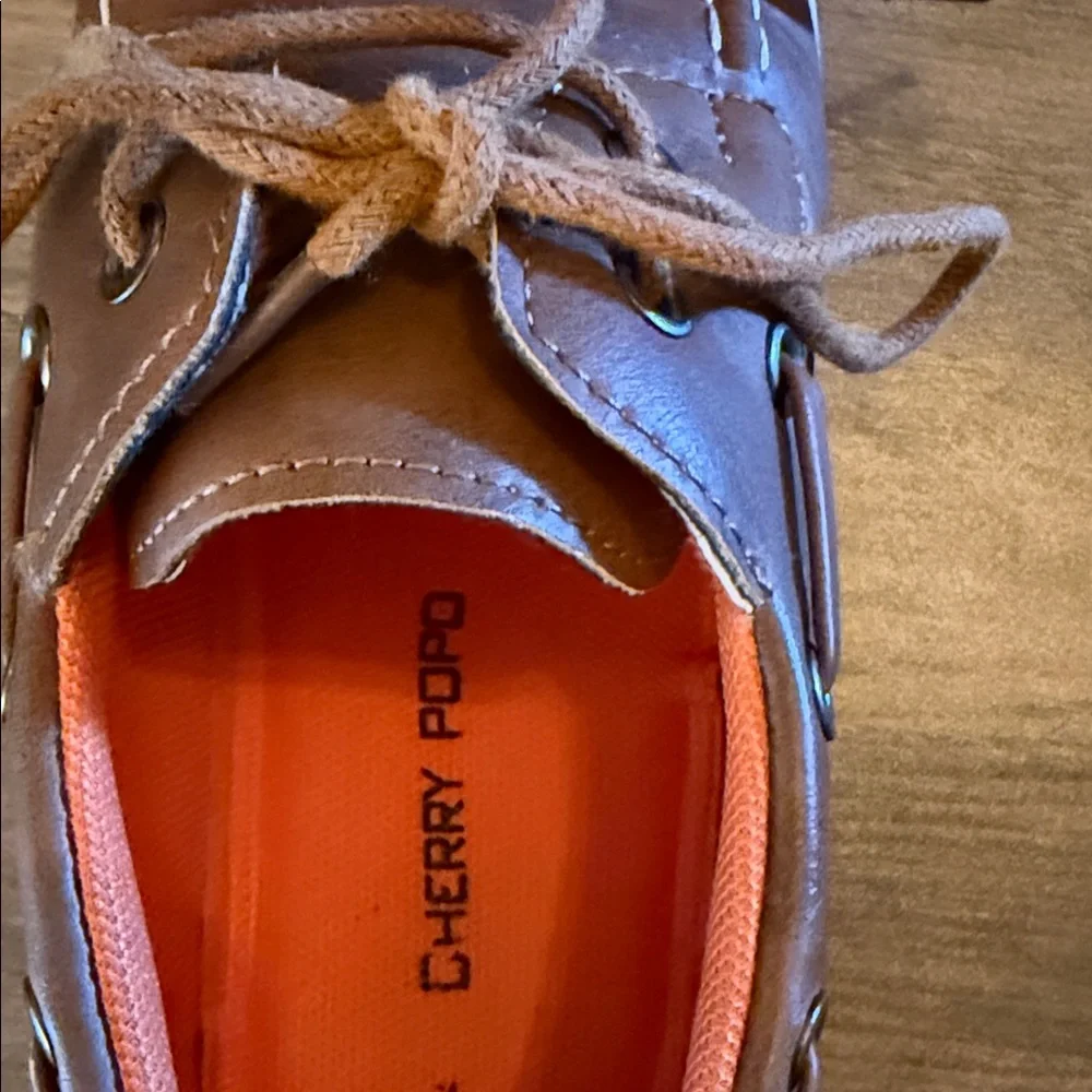 Kids Brown Moccasins with Orange Lining